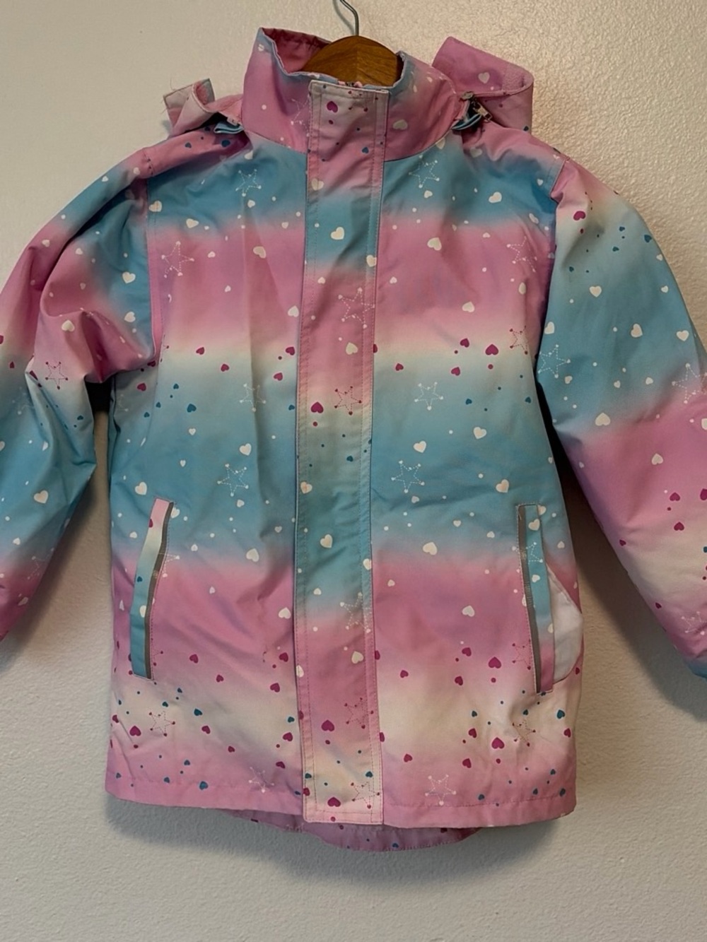 Kids Gradient Pink & Blue Heart Print Jacket